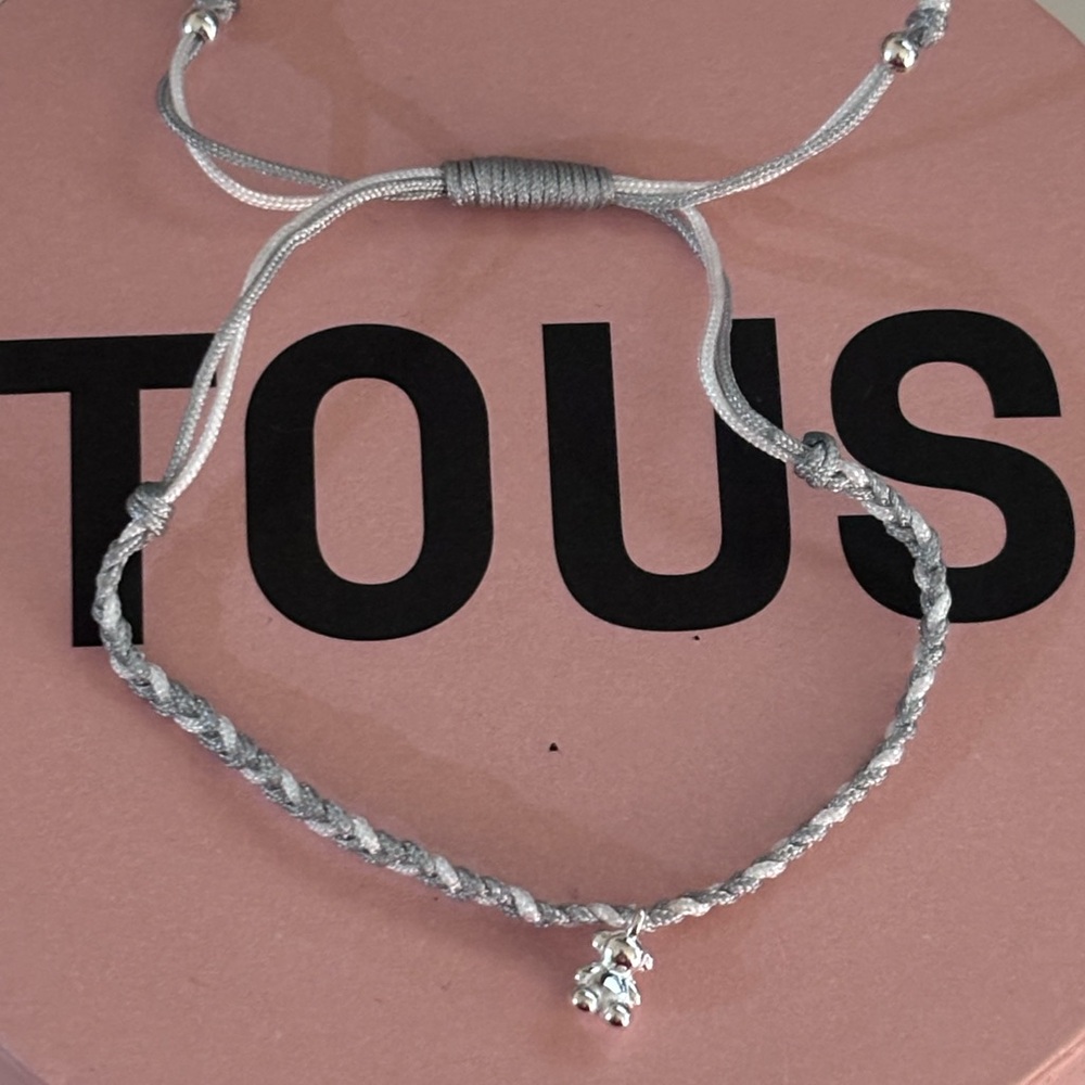 Tous Silver Braided Bracelet with bear charm
Adjustable